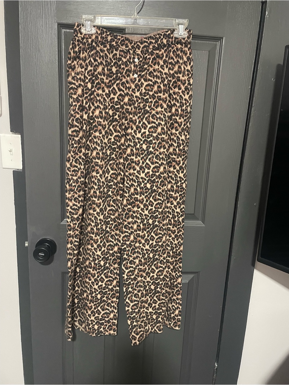 aerie Leopard Print Wide-Leg Pants in Tan and Black